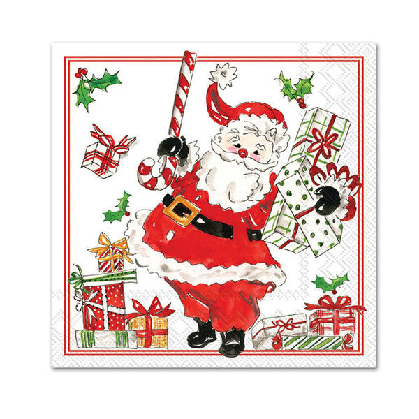 Holly Jolly Santas Paper Beverage Napkins - Thumbnail 3