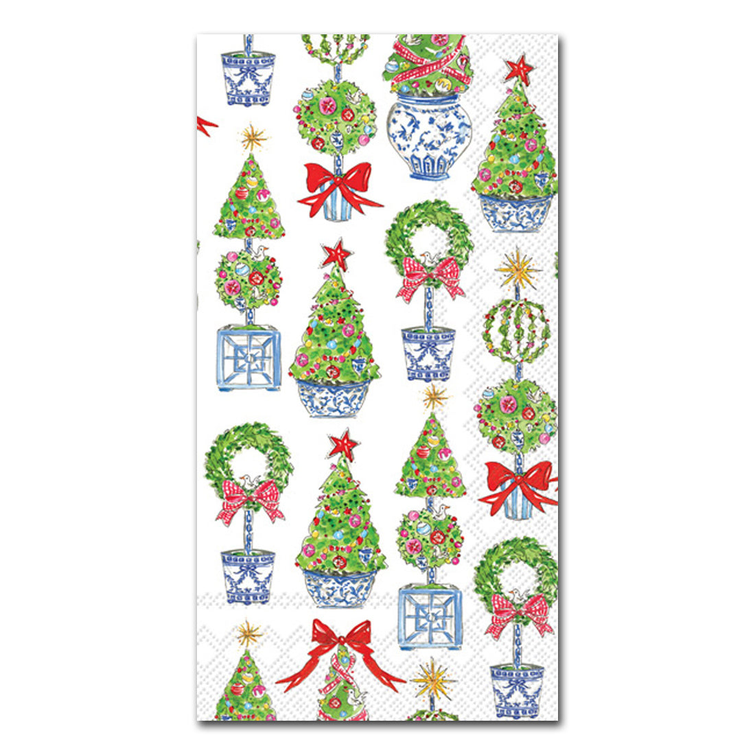 Christmas Topiary Trees Paper Guest Towels - Buffet Napkins