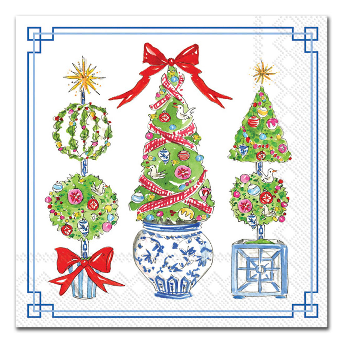 Christmas Topiary Trees Paper Luncheon Napkins