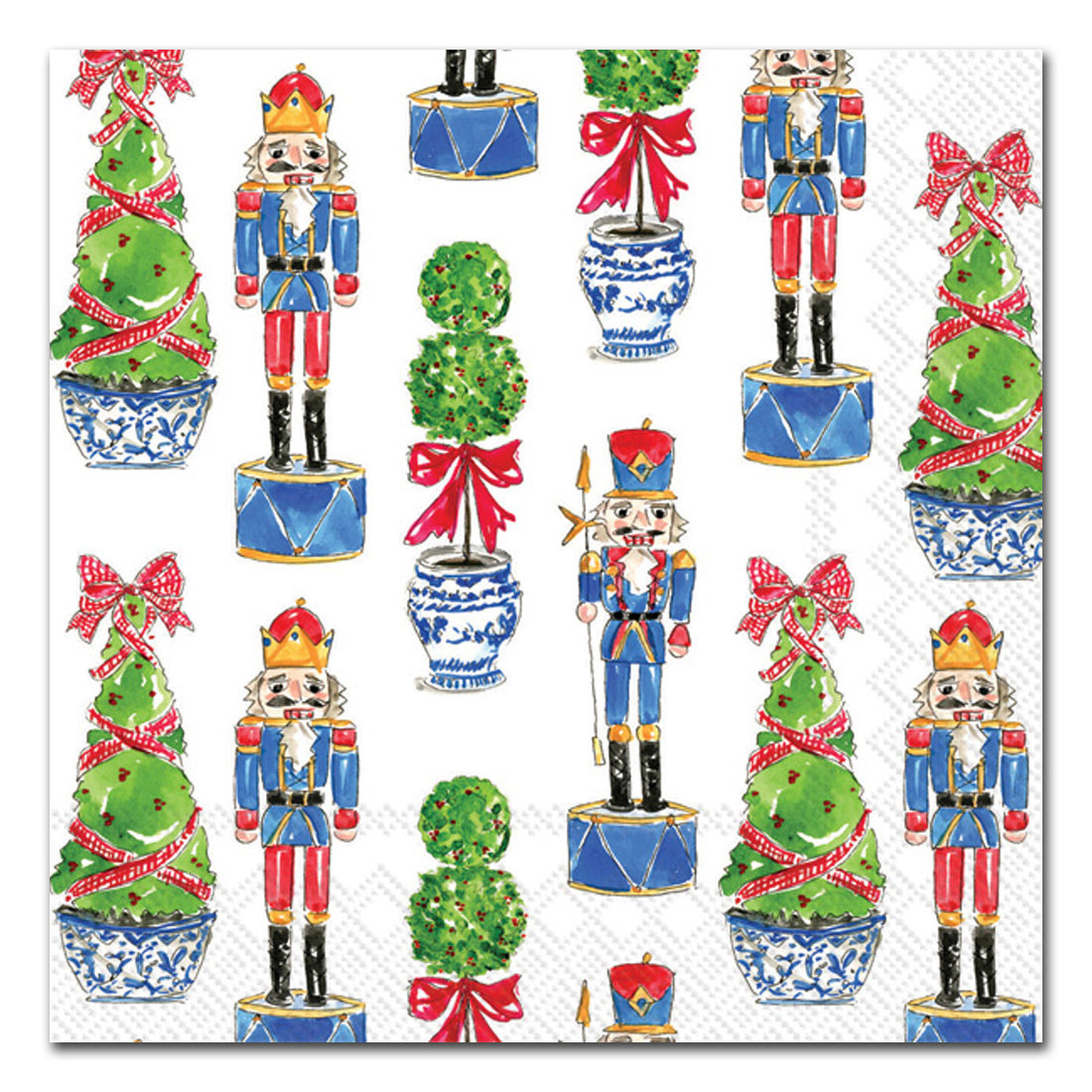 Nutcrackers & Holiday Topiary Paper Luncheon Napkins