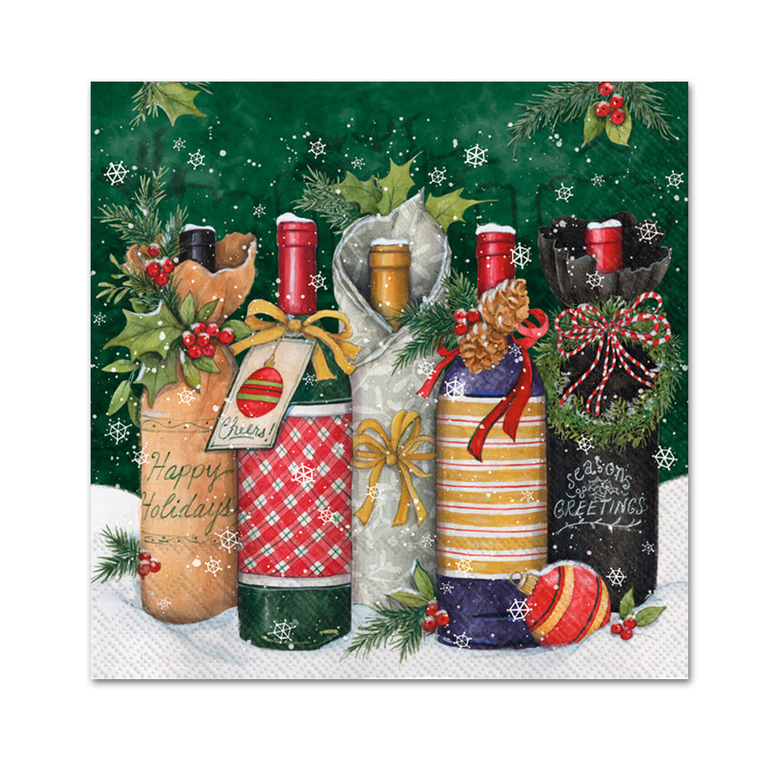 Holiday Vintages Paper Beverage Napkins