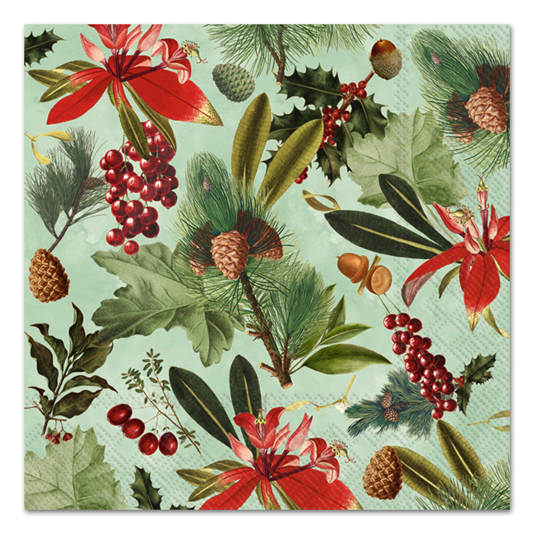 Red Berries Botanical Paper Luncheon Napkins