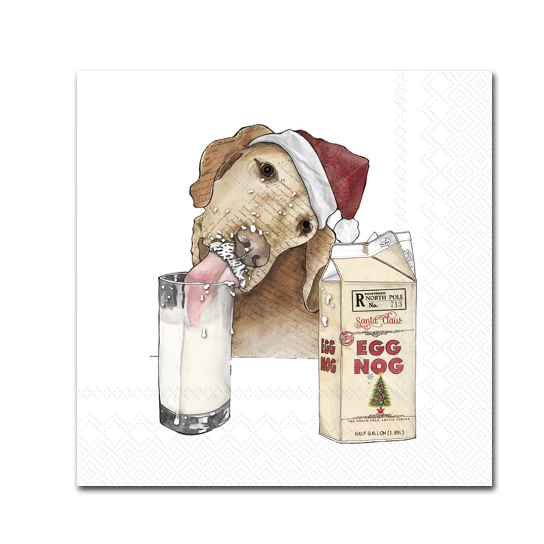 Egg Nog Dog Paper Beverage Napkins