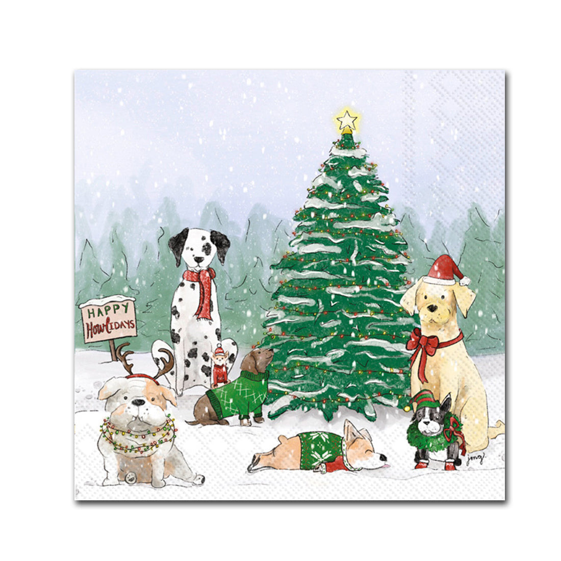 Holiday Pups Paper Beverage Napkins
