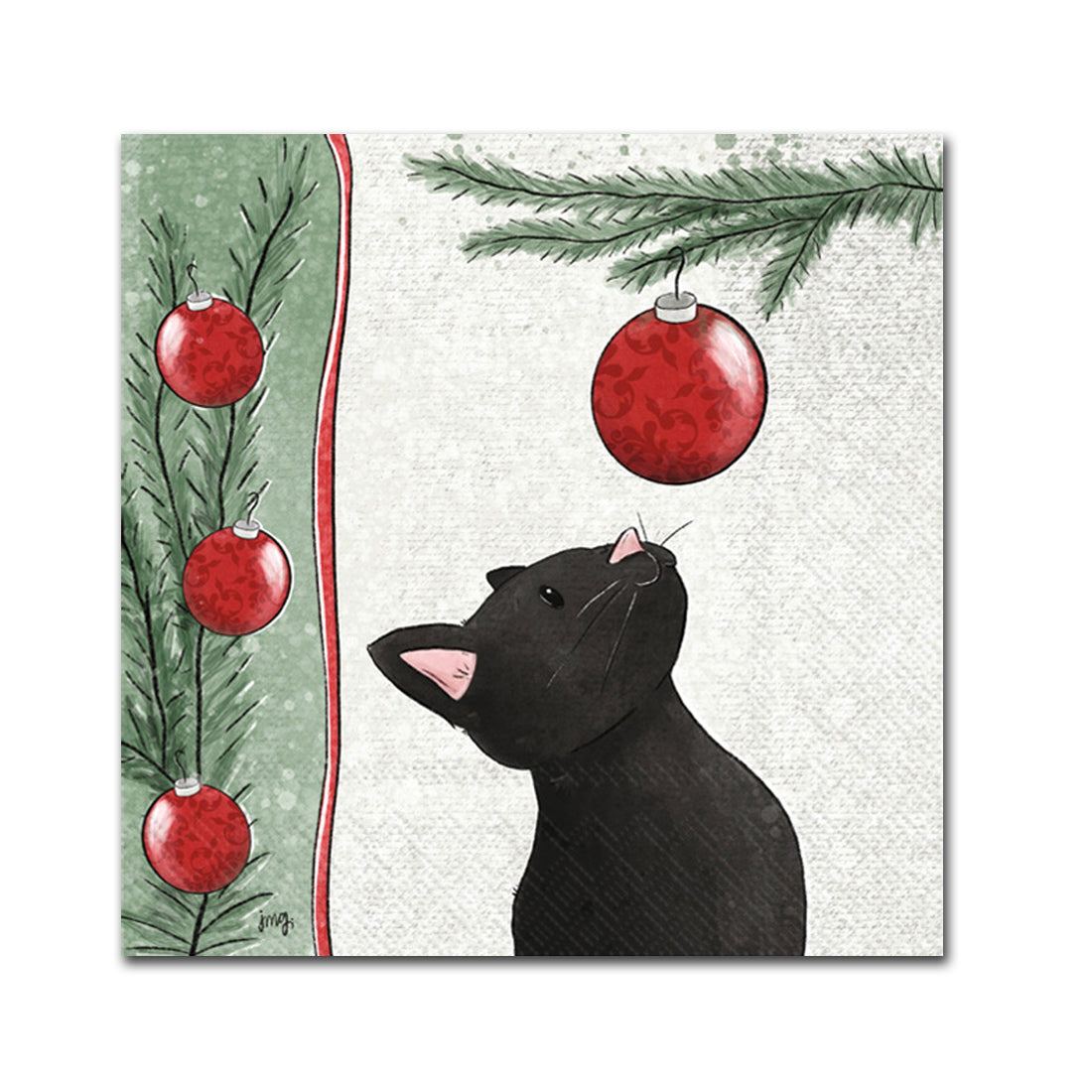 Kitty Under the Ornament Paper Beverage Napkins
