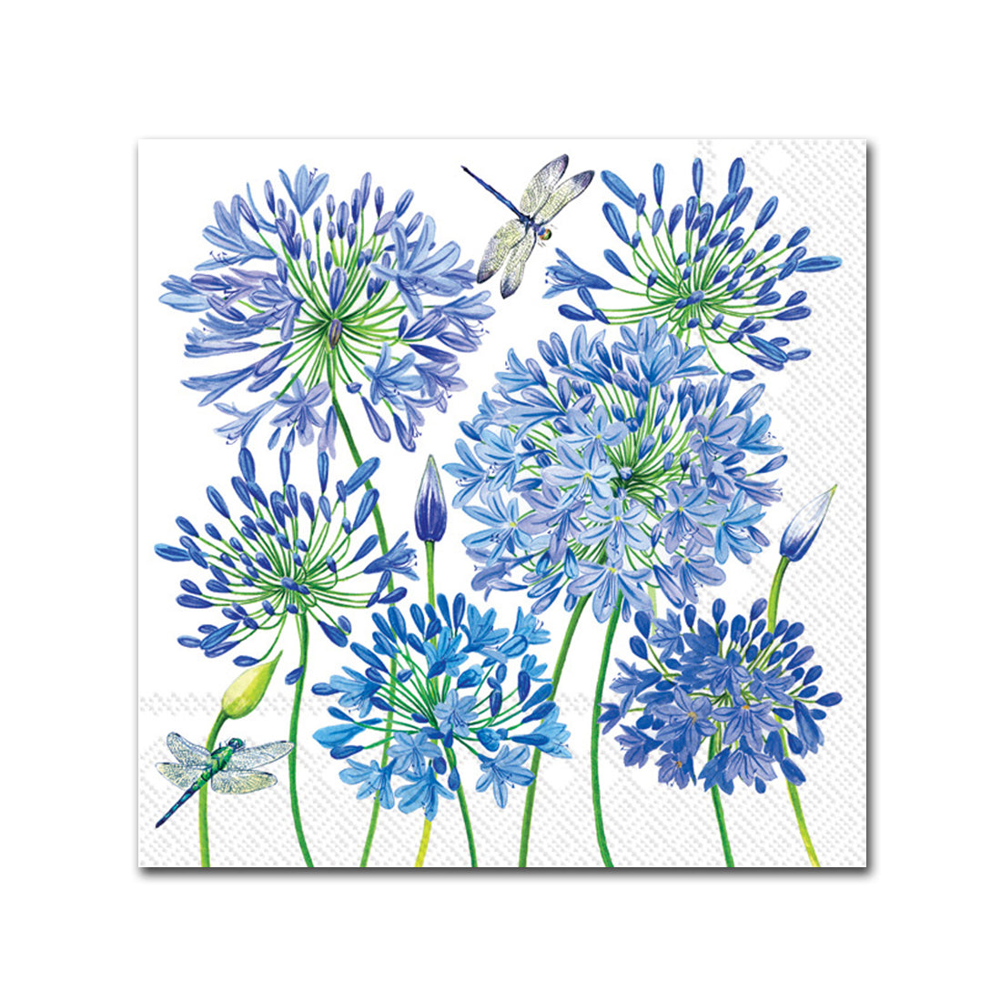 Agapanthus Blue Floral Paper Beverage Napkins
