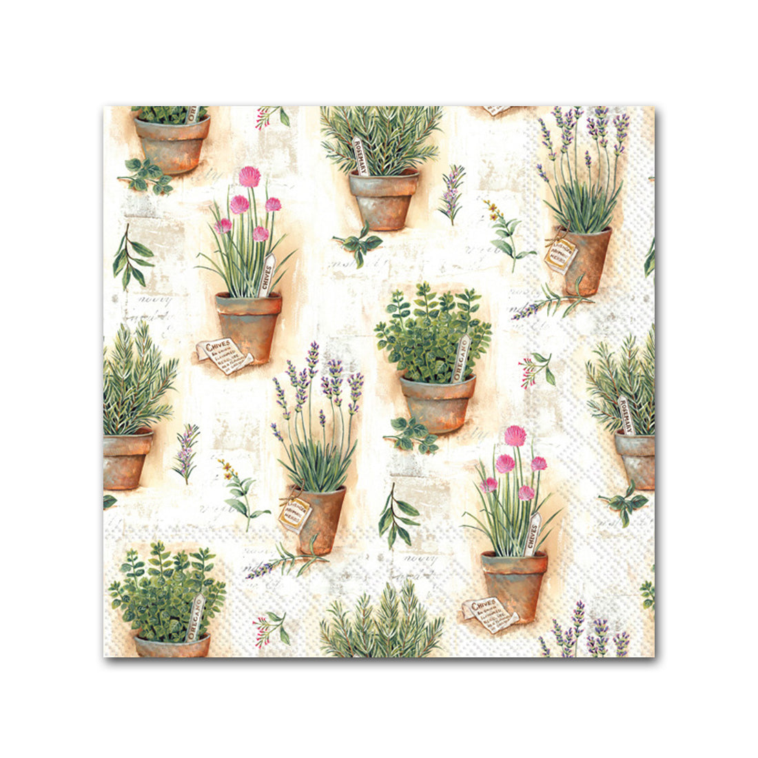 Herbs in Pots Paper Beverage Napkins