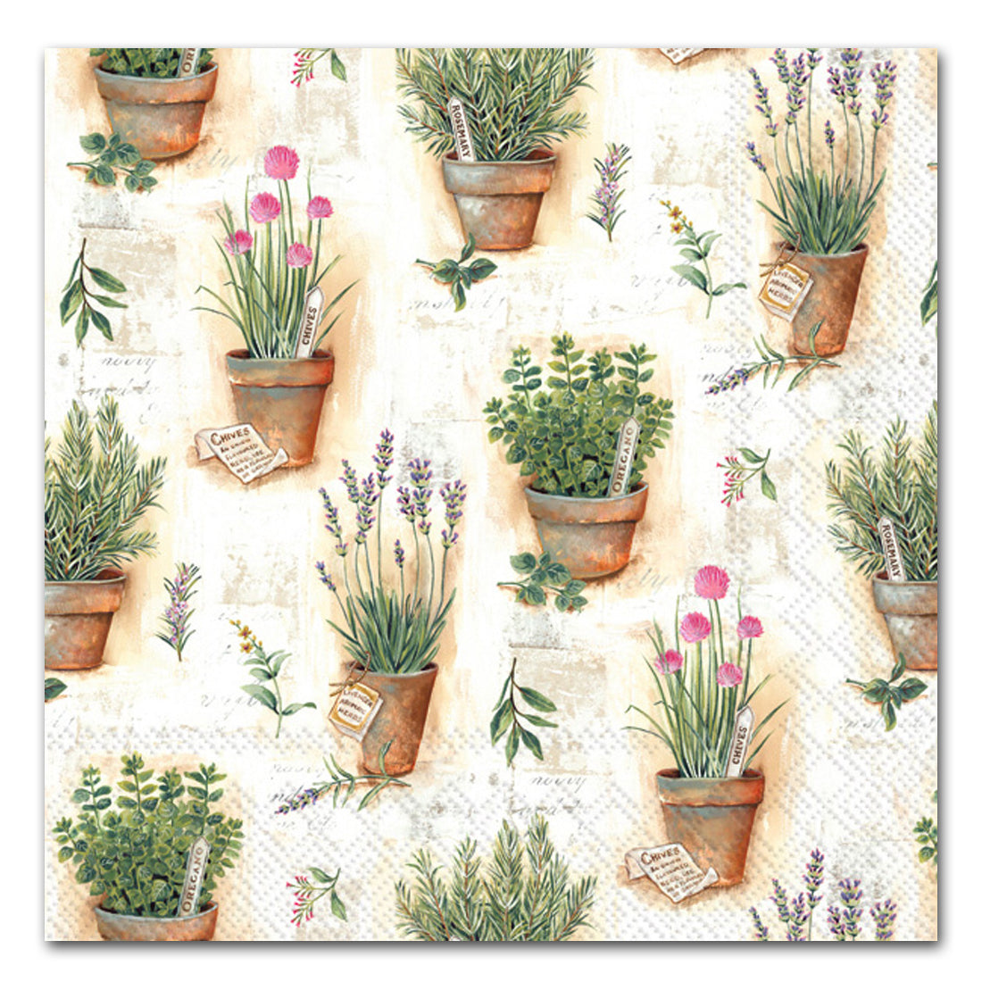 Herbs in Pots Paper Luncheon Napkins