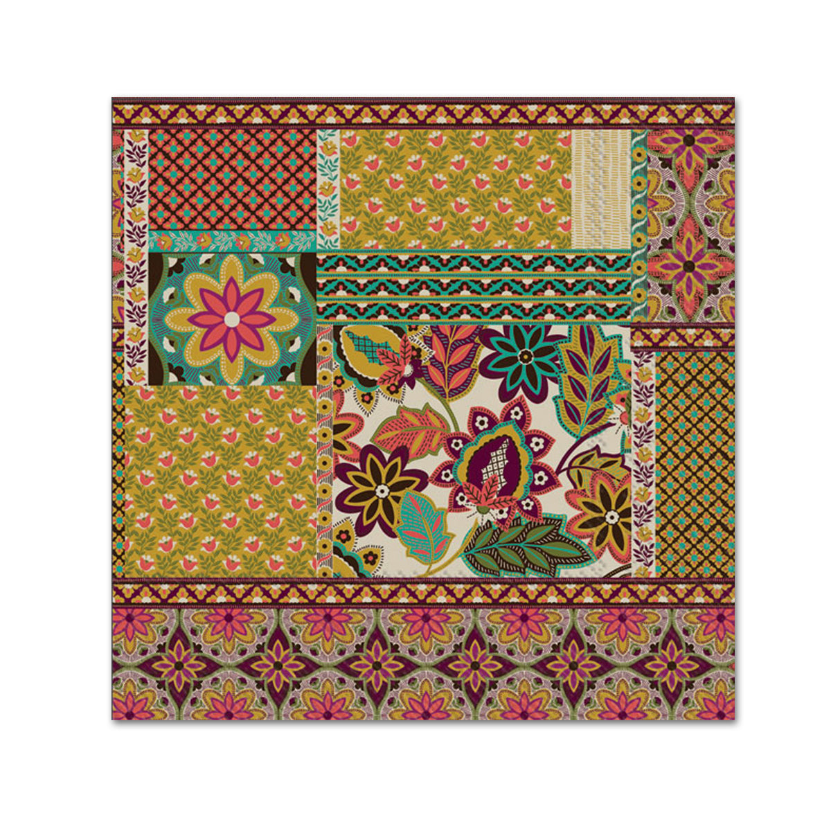 Autumn Patchwork Paper Beverage Napkins