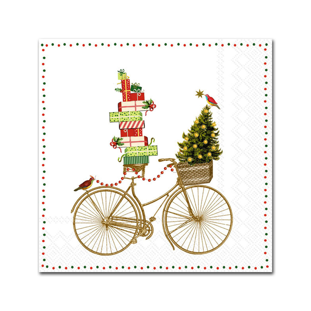Holiday Bicycle Delivery Paper Beverage Napkins