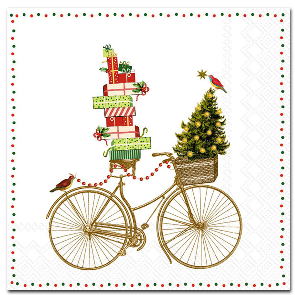 Holiday Bicycle Delivery Paper Luncheon Napkins