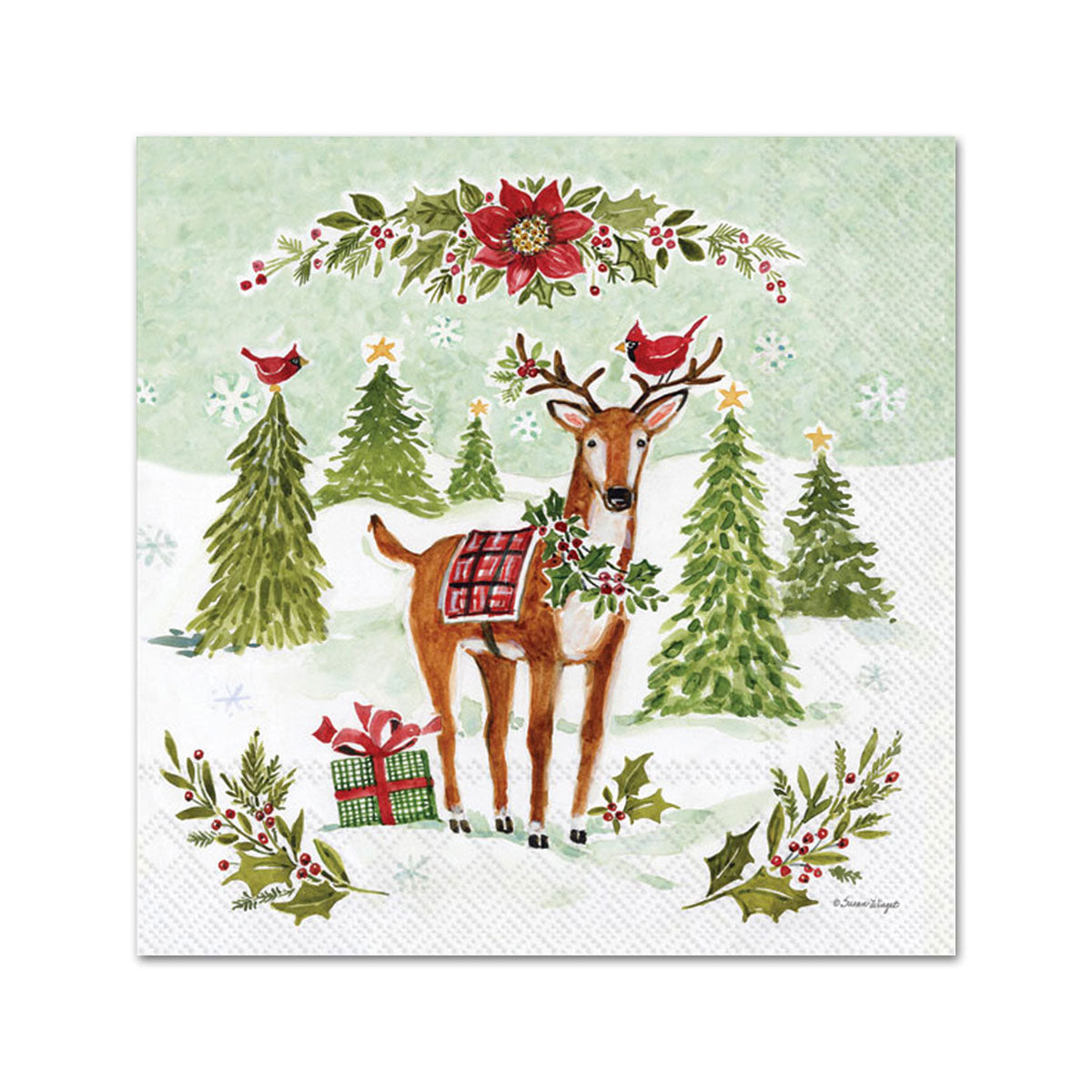 Reindeer Christmas Joy Paper Beverage Napkins