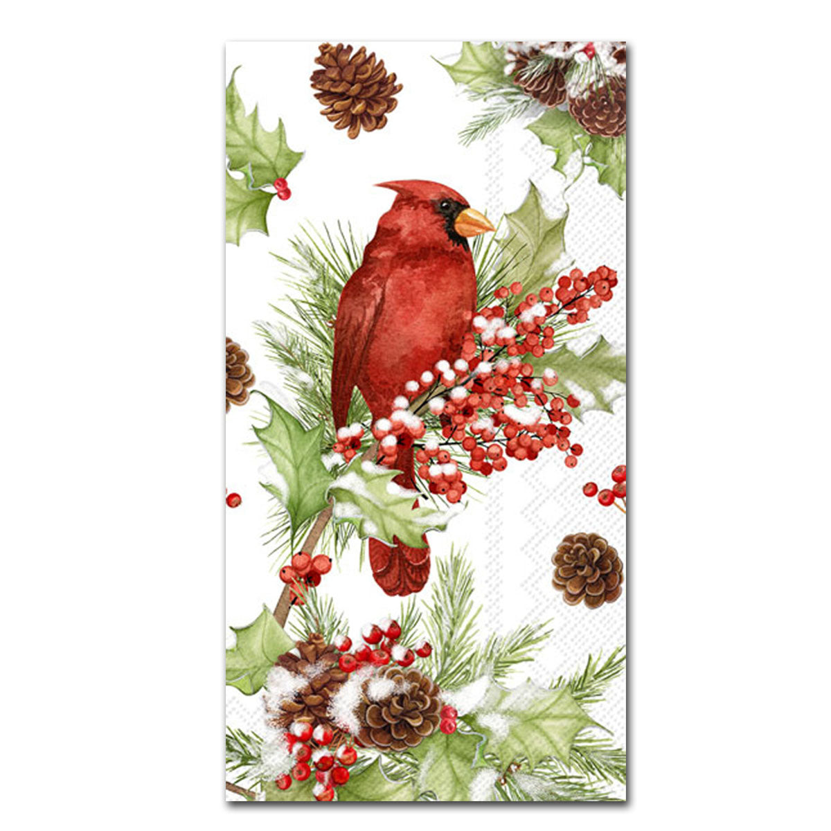Red Cardinal & Holly Paper Guest Towels