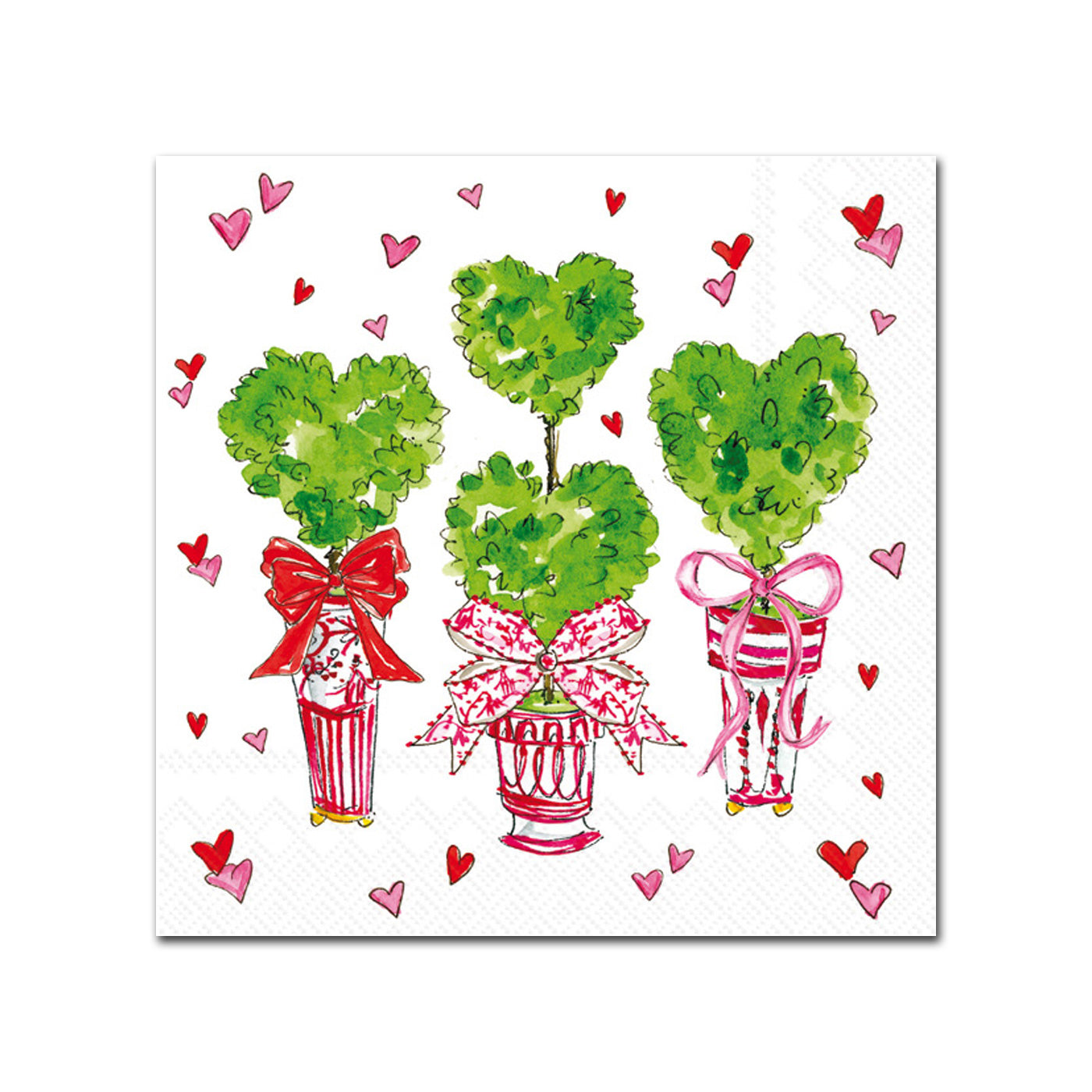 Hearts Topiary Paper Beverage Napkins