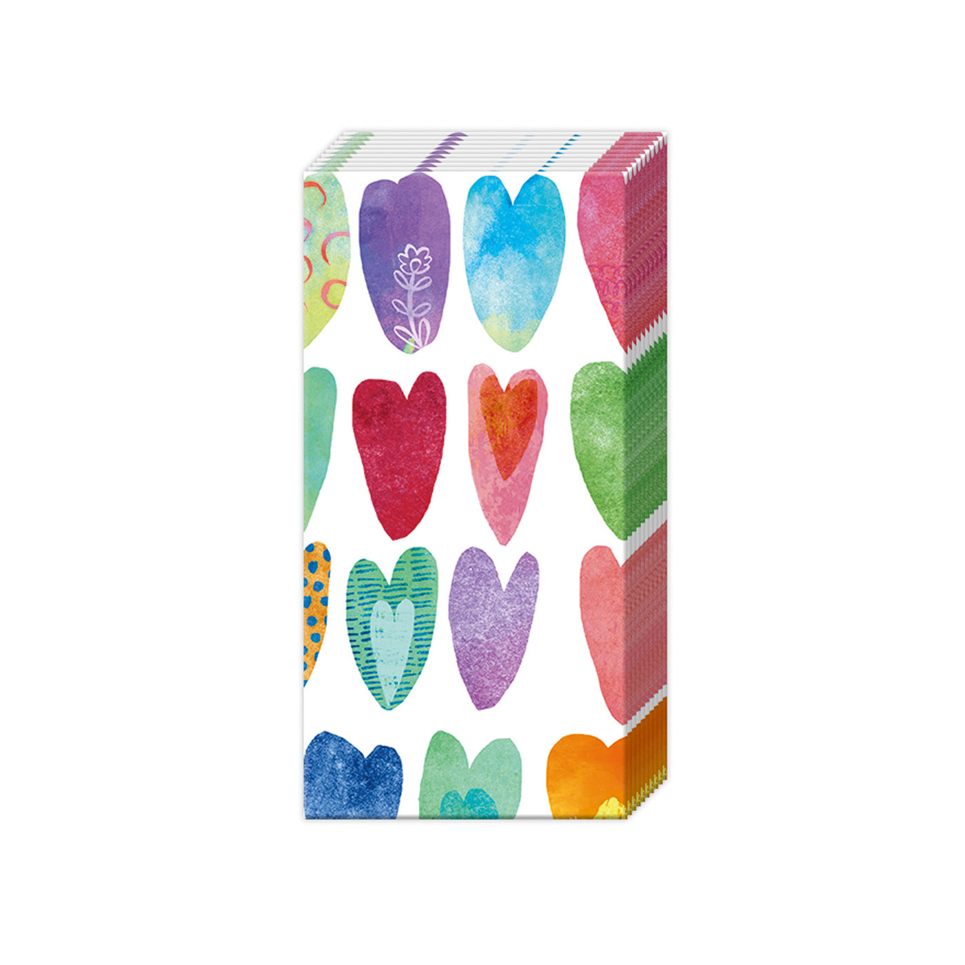 Rainbow Hearts Paper Pocket Tissues