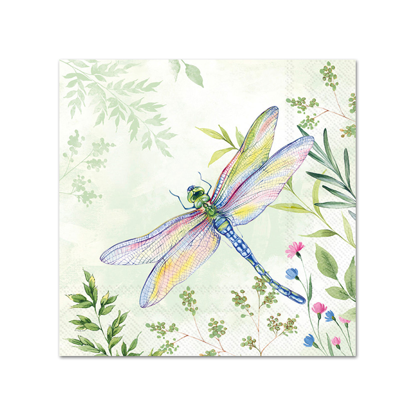 Dragonfly Garden Mint Green Paper Beverage Napkins