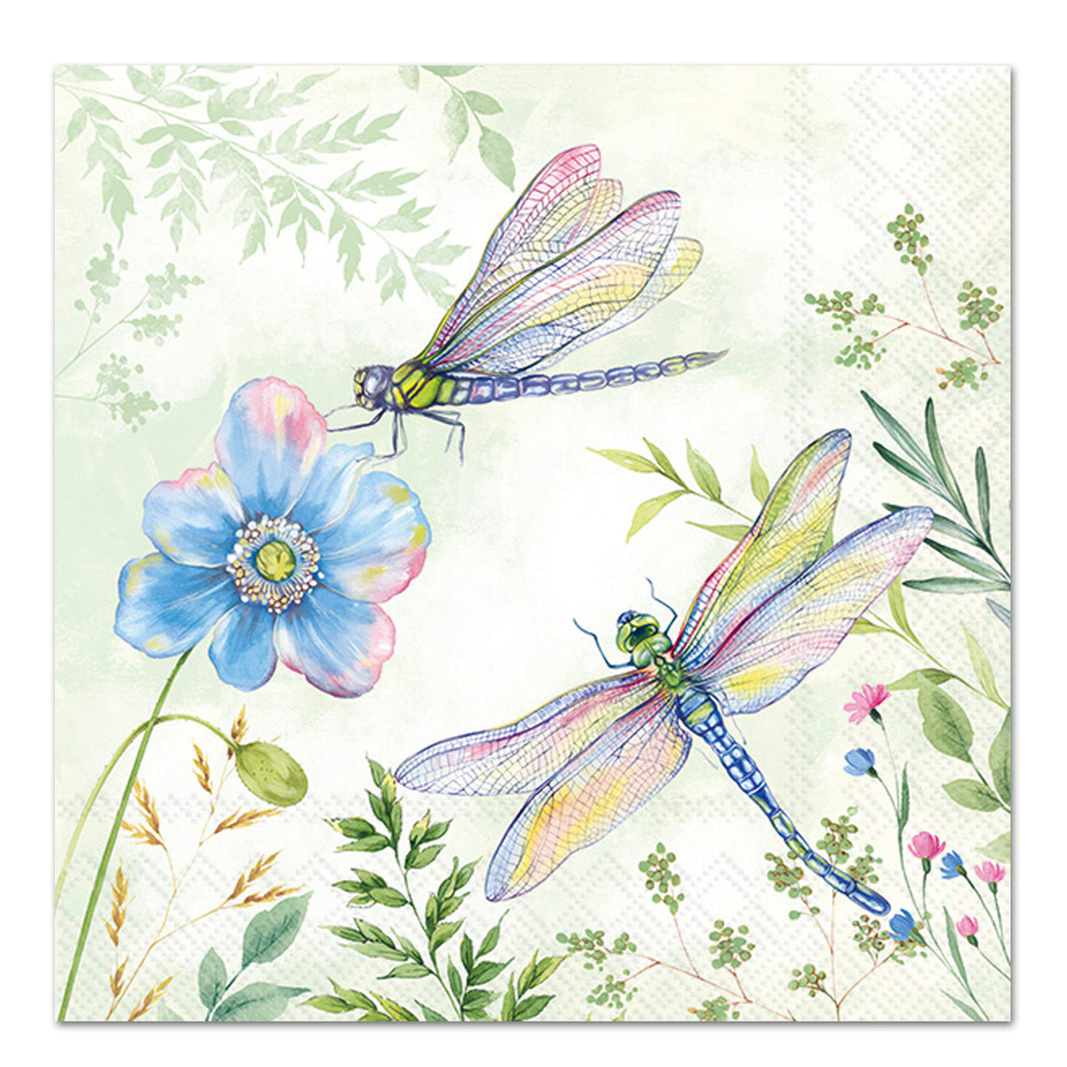 Dragonfly Garden Mint Green Paper Luncheon Napkins