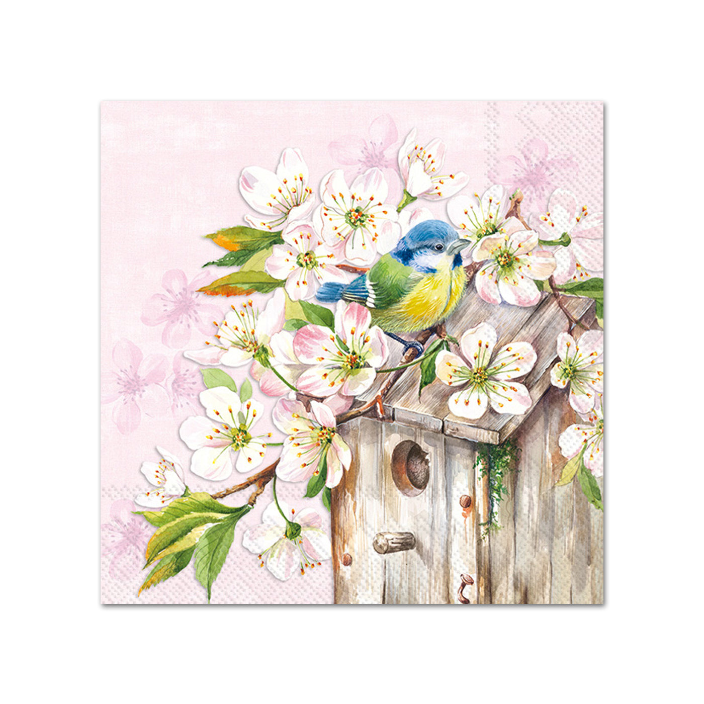 Cherry Blossom Birdhouse Paper Beverage Napkins