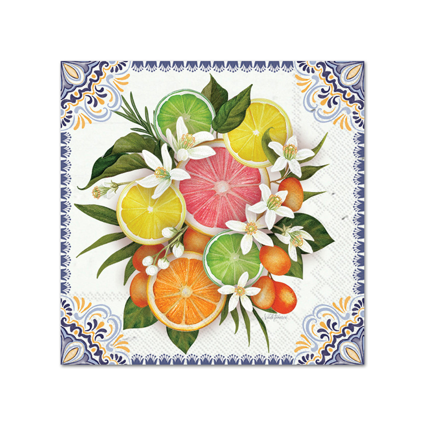 Mediterranean Citrus Paper Beverage Napkins