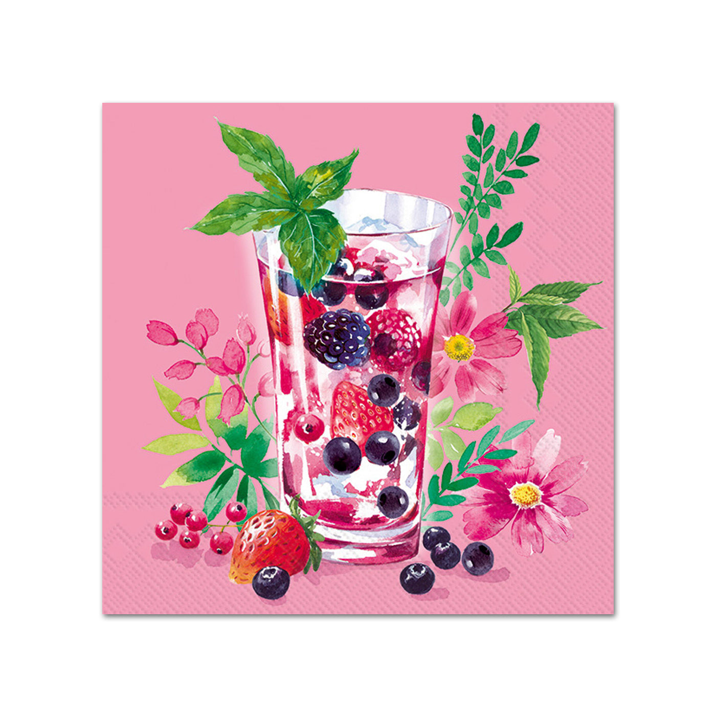 Fruity Pink Cocktail Paper Beverage Napkins