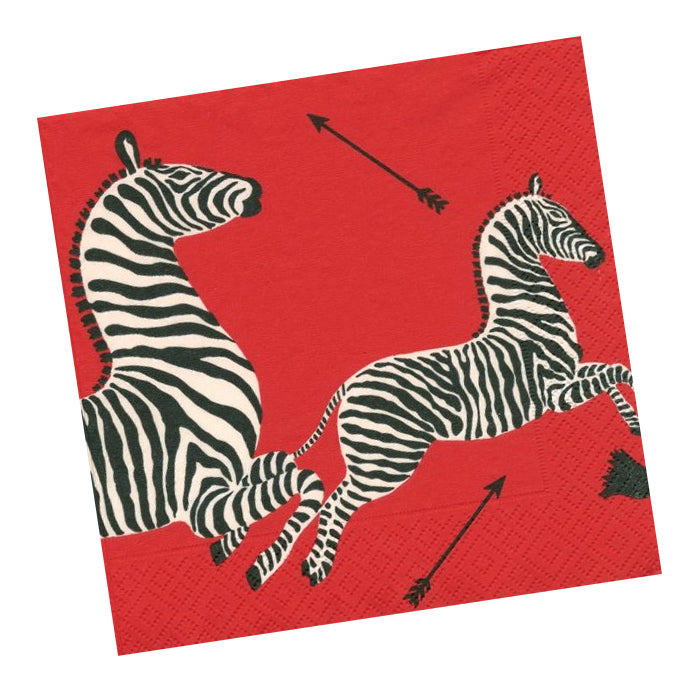 Zebras Red Paper Napkins - Beverage