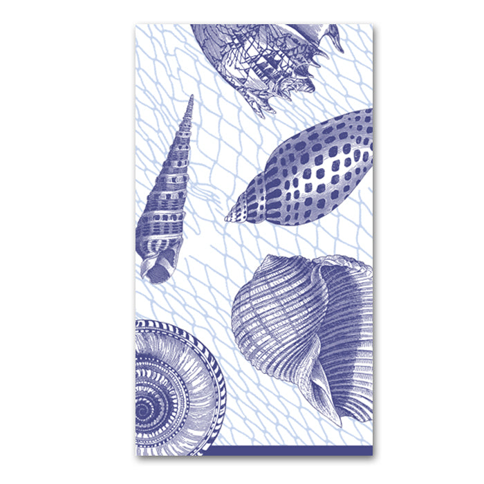 Netting and Shells Blue Paper Guest Towels - Buffet Napkin