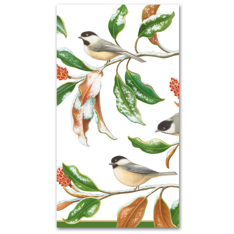 Chickadee and Magnolia Paper Guest Towels - Buffet Napkins