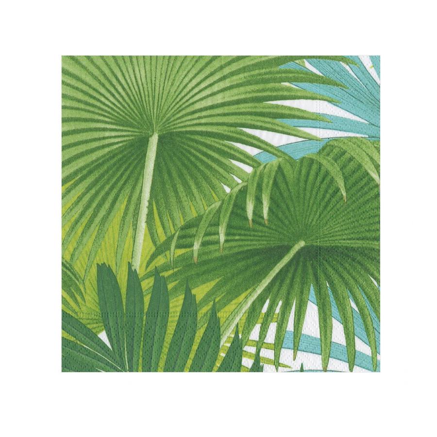 Palm Fronds White Beverage Napkins