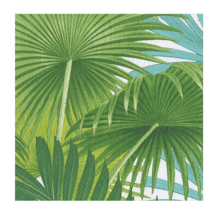 Palm Fronds White Luncheon Napkins