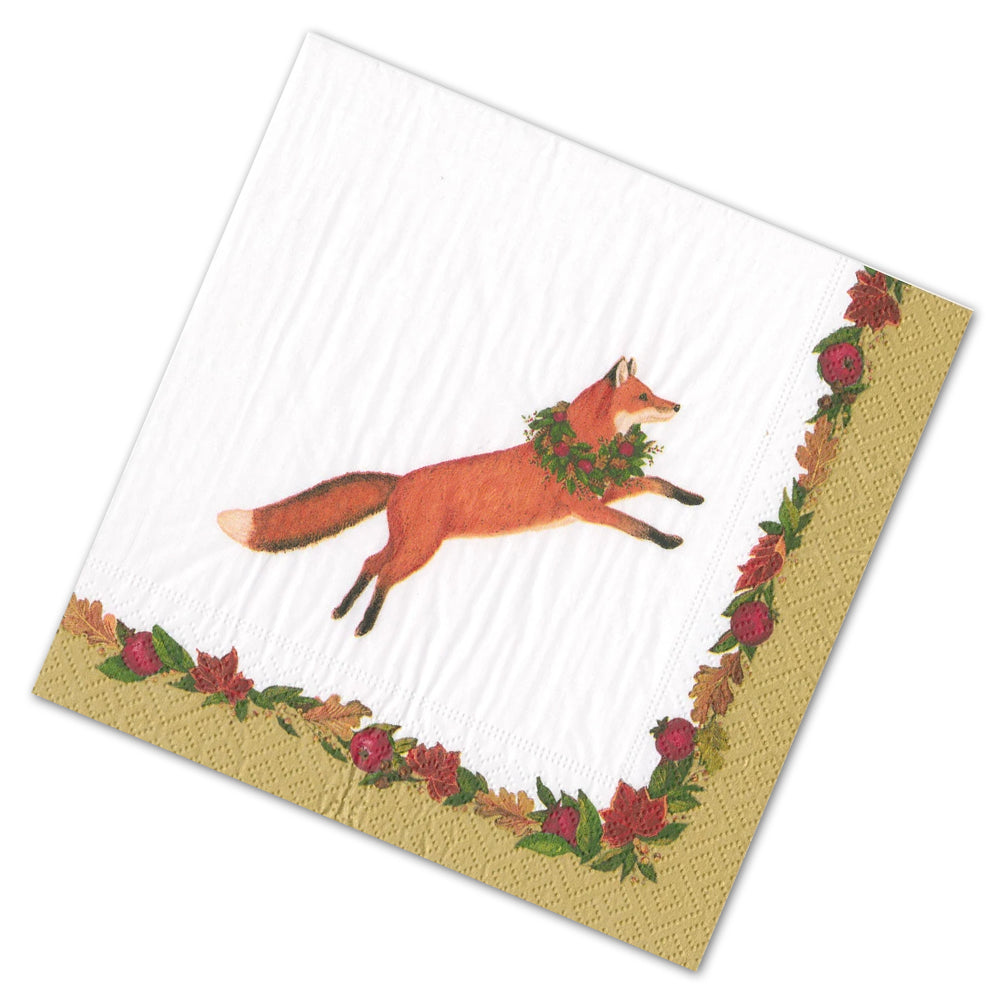 Leaping Fox Fall Foliage Paper Luncheon Napkins