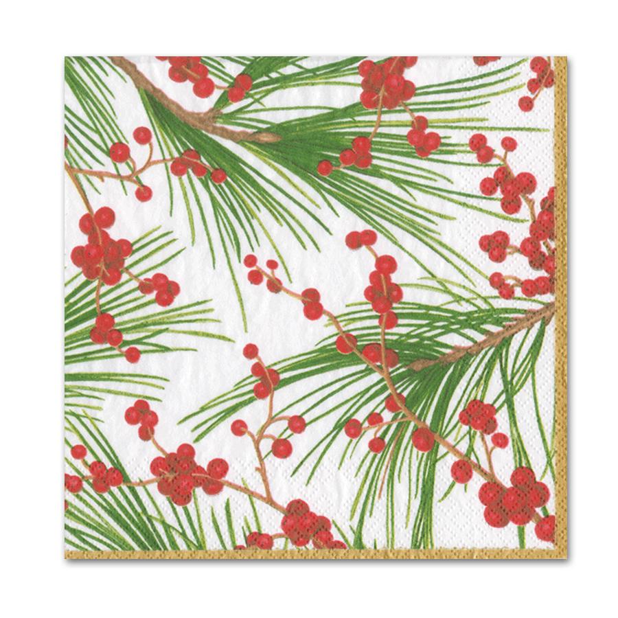 Berries and Pine Paper Luncheon Napkins