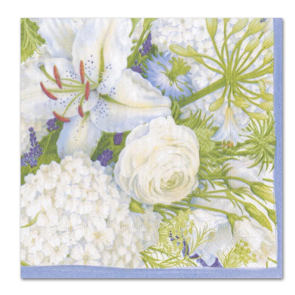 White Blooms Paper Luncheon Napkins