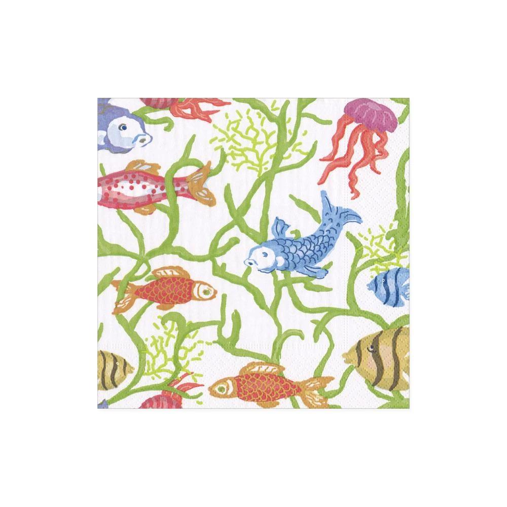Tropical Reef White Paper Beverage Napkins