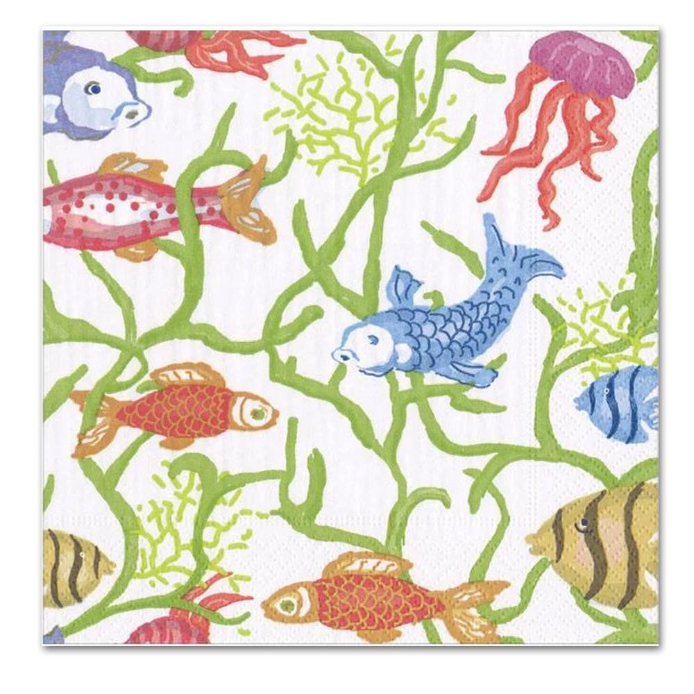 Tropical Reef White Paper Luncheon Napkins