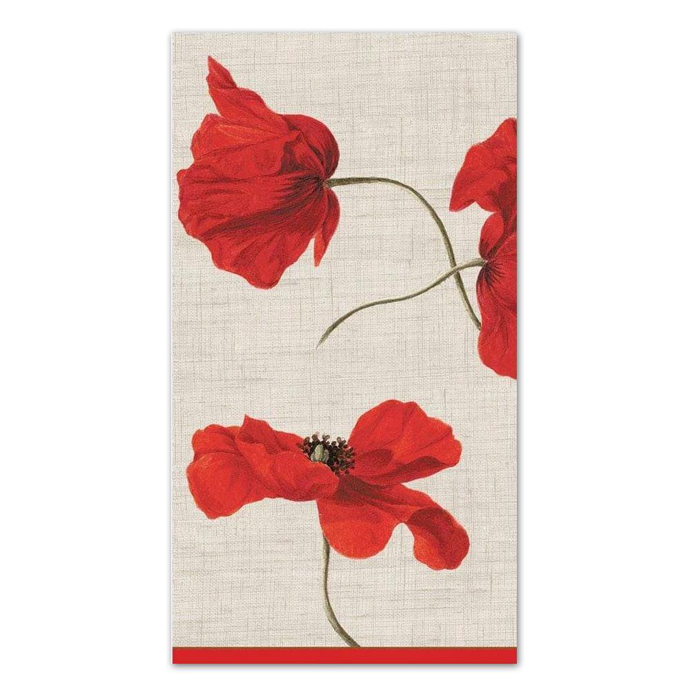 Dancing Poppies Ivory Paper Guest Towels - Buffet Napkins