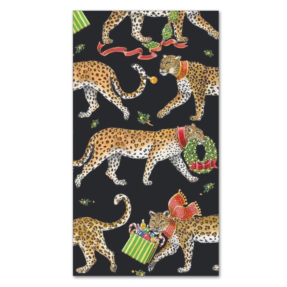 Christmas Leopards Black Paper Guest Towels