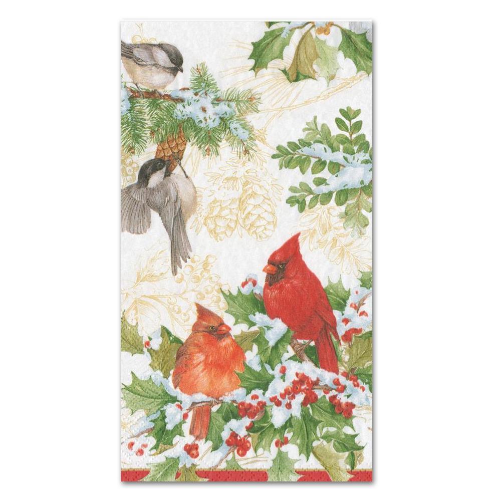 Christmas Birds & Greenery Paper Guest Towels