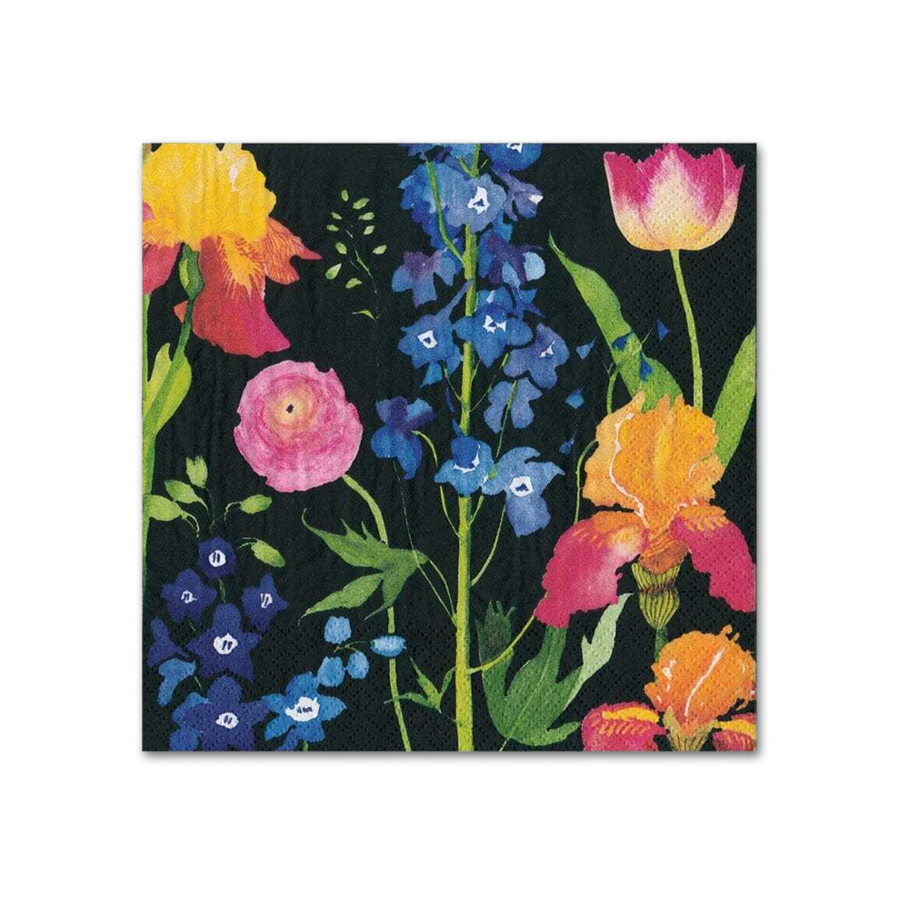 Summer Garden Black Paper Beverage Napkins