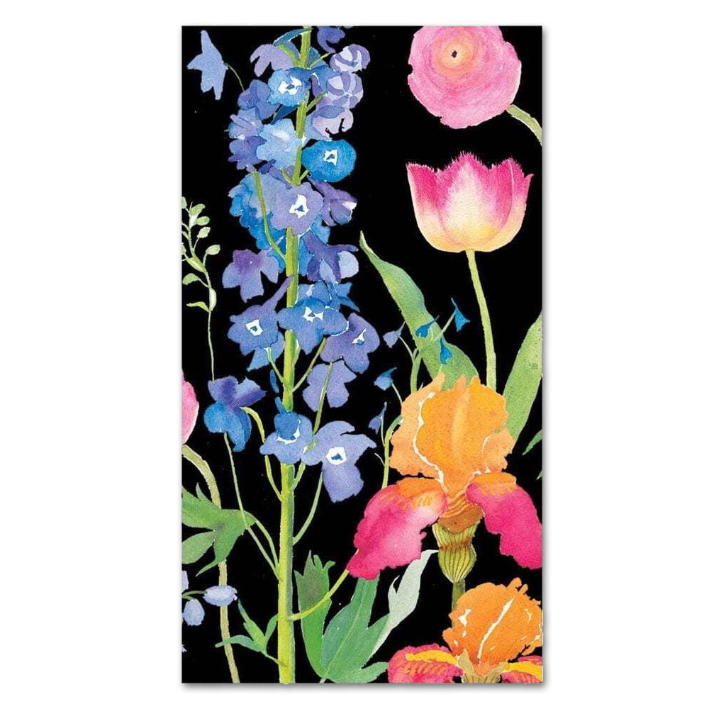 Summer Garden Black Paper Guest Towels - Buffet Napkins