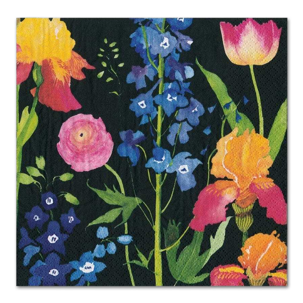 Summer Garden Black Paper Luncheon Napkins