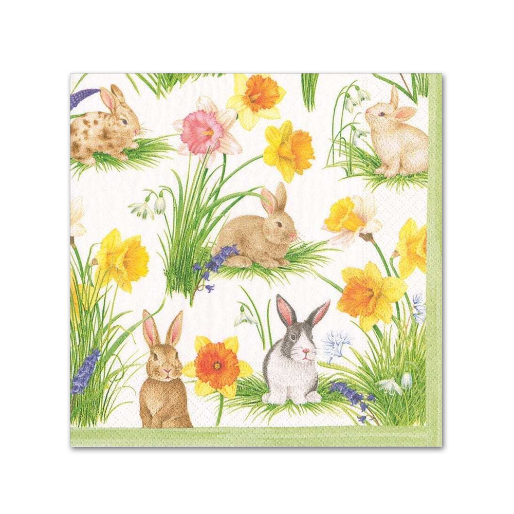 Bunnies & Daffodils Paper Beverage Napkins