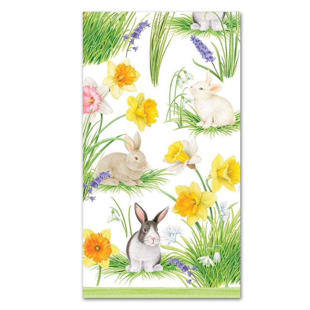 Bunnies & Daffodils Paper Guest Towels - Buffet Napkins