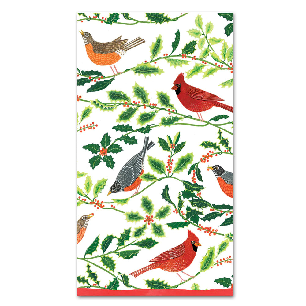 Songbirds & Holly Paper Guest Towels - Buffet Napkins