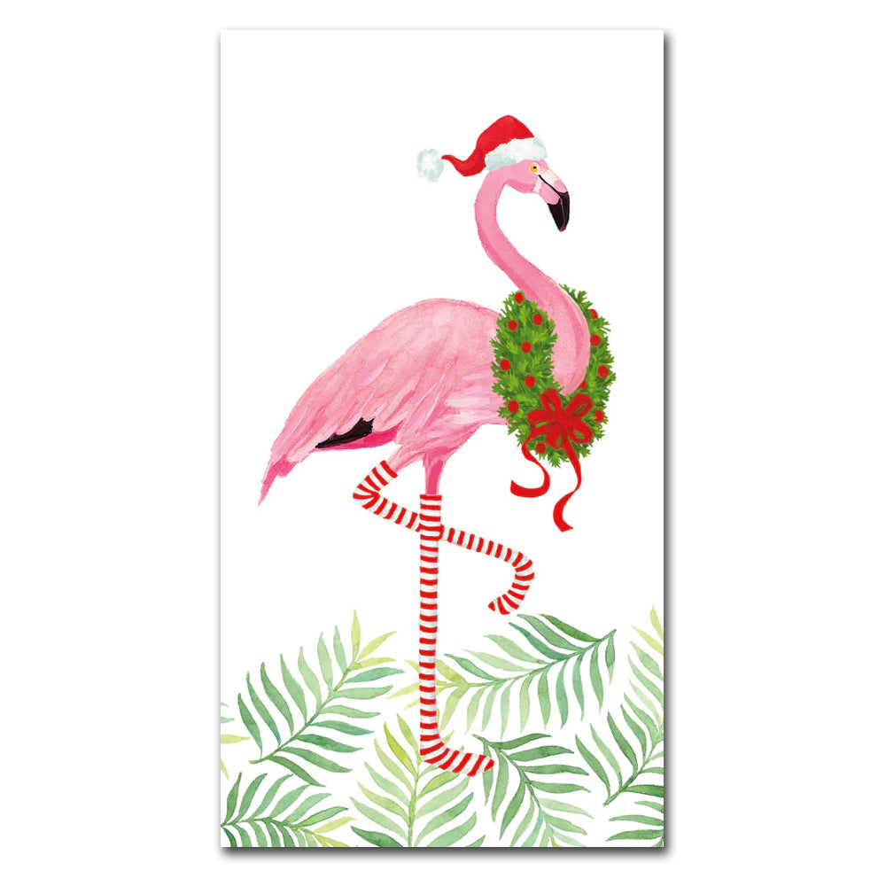Christmas Flamingos Paper Guest Towels - Buffet Napkins