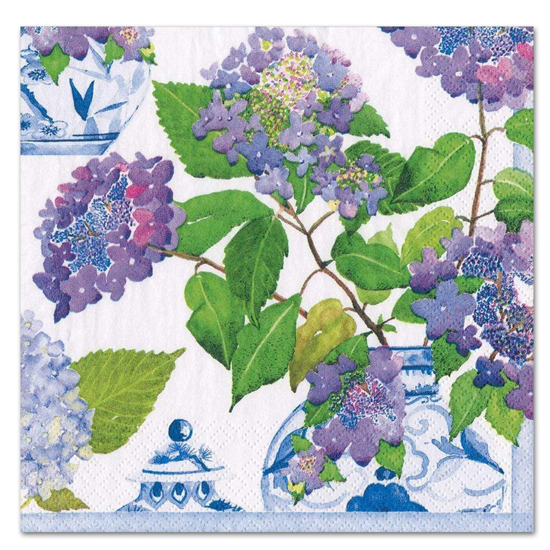 Hydrangeas and Porcelain Paper Luncheon Napkins