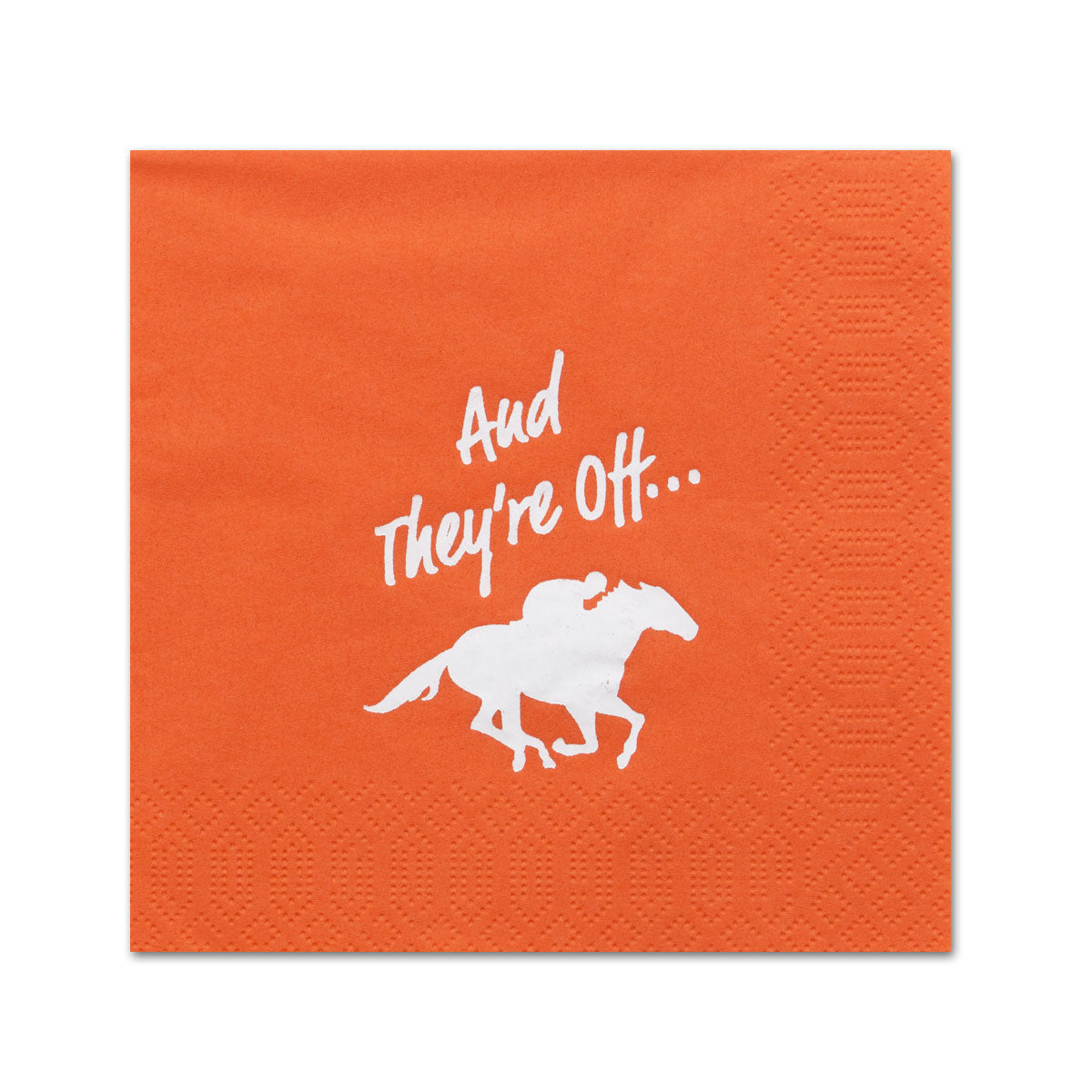 And They're Off Racehorse Orange Beverage Napkins - Foil Hot Stamped