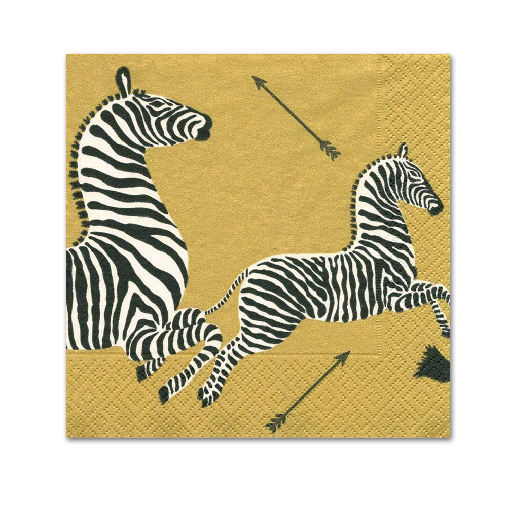 Zebras Gold Paper Beverage Napkins