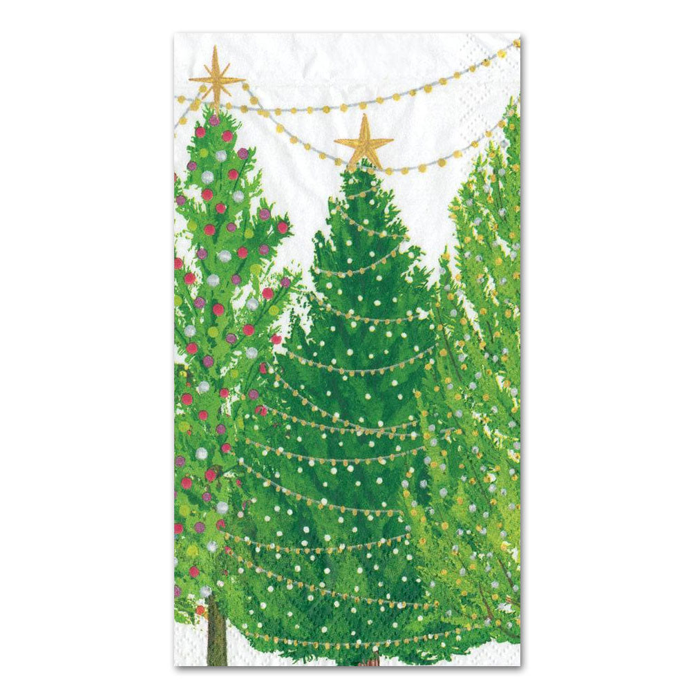 Christmas Trees with Lights Paper Guest Towels - Buffet Napkins