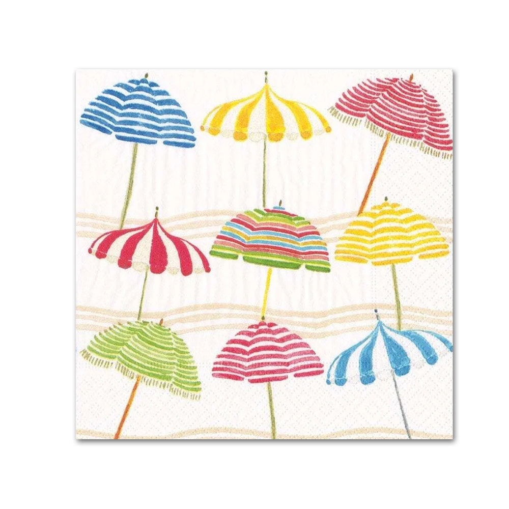 Colorful Beach Umbrellas Paper Beverage Napkins