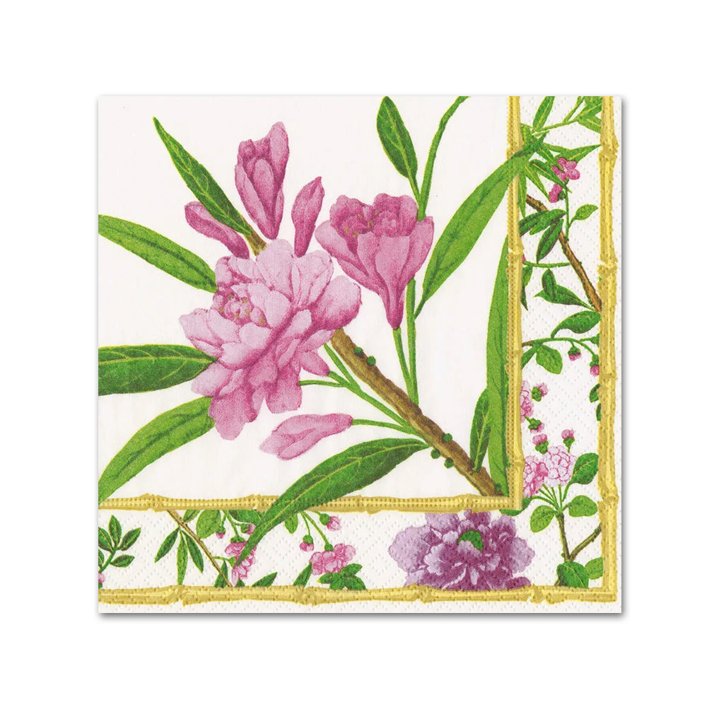 Wellington Floral Ivory Paper Beverage Napkins